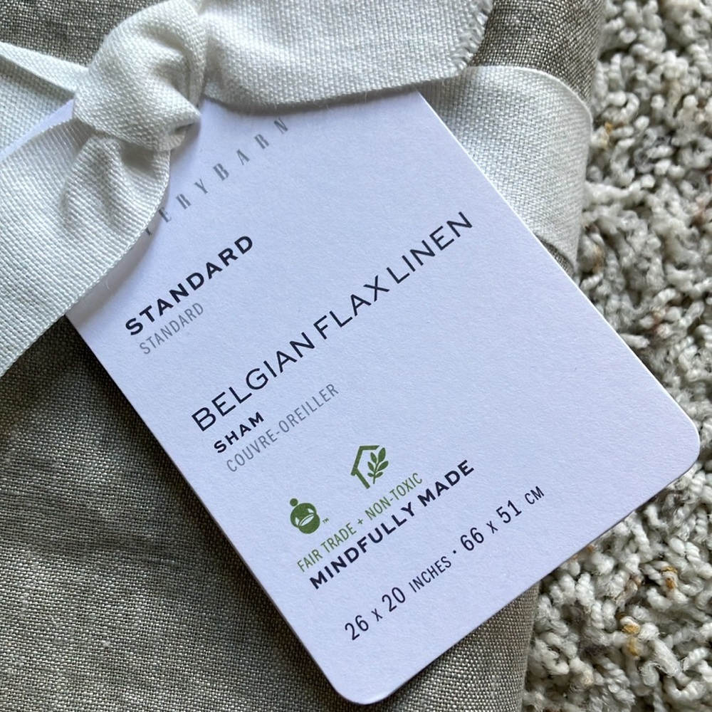 NWT Pottery Barn Full Queen Belgian Flax Linen Hemstitch Duvet /2 Standard Shams - Picture 3 of 9